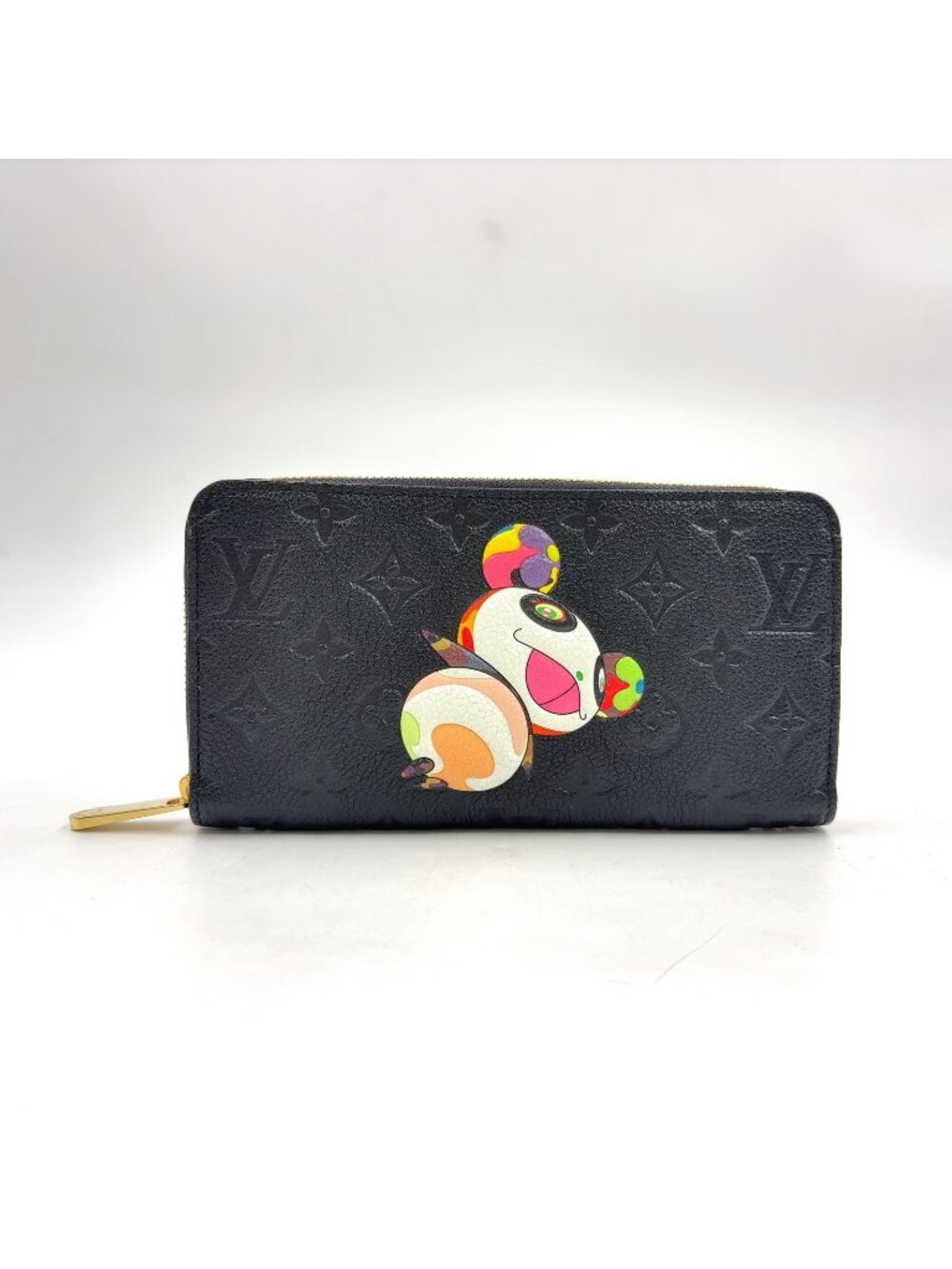 Louis Vuitton Panda LV Takashi Murakami Zip Around Leather Black Multicolor